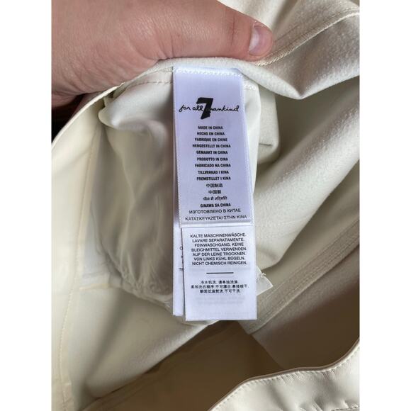 7 for All Mankind Cream High Waist Slim Kick Flare Faux Leather Pant sz 33 NWOT - Picture 8 of 10